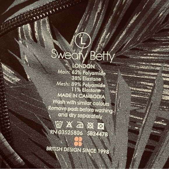 Sweaty Betty Celestial Yoga Crop Top Strappy Sports Bra Palm Leaf Print Size L - Picture 7 of 7